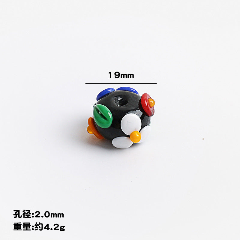 Floral Pattern Glass Beads 19mm Decorative Round 10pcs 6