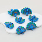 Blue 3D Peacock Silicone Focal Beads with Hole 20pcs