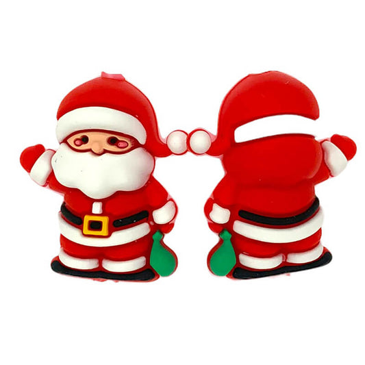Silicone 3D Focal Beads Santa Claus Holding Green Sack