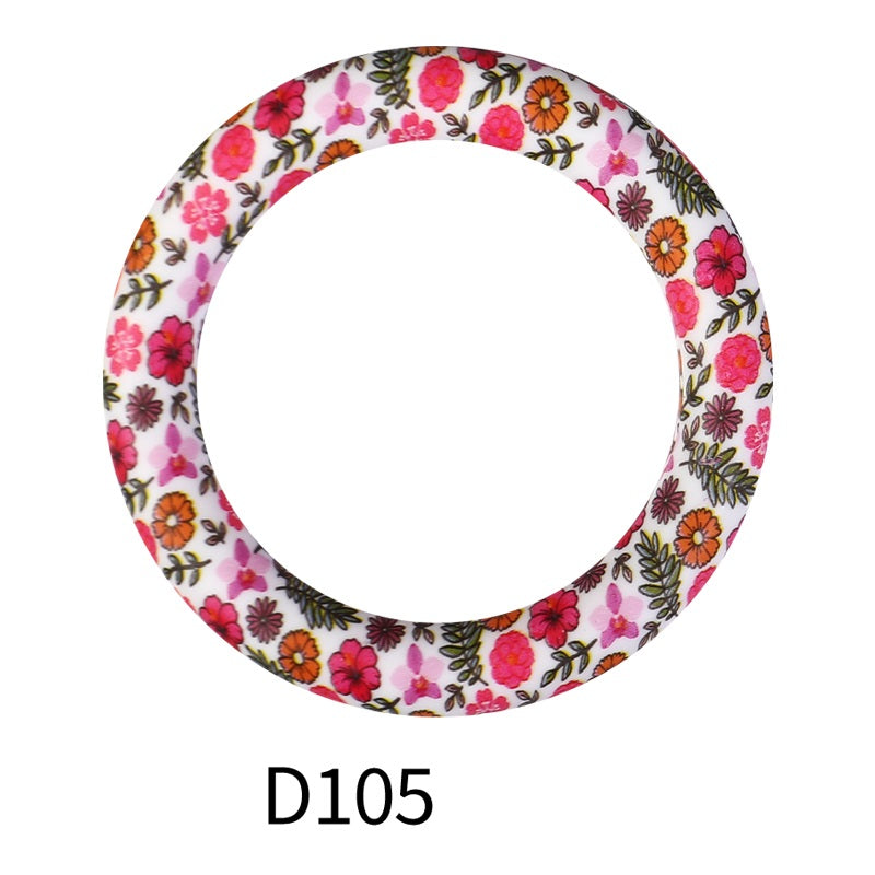 65mm Printed Round Silicone Rings Colorful Patterned 4