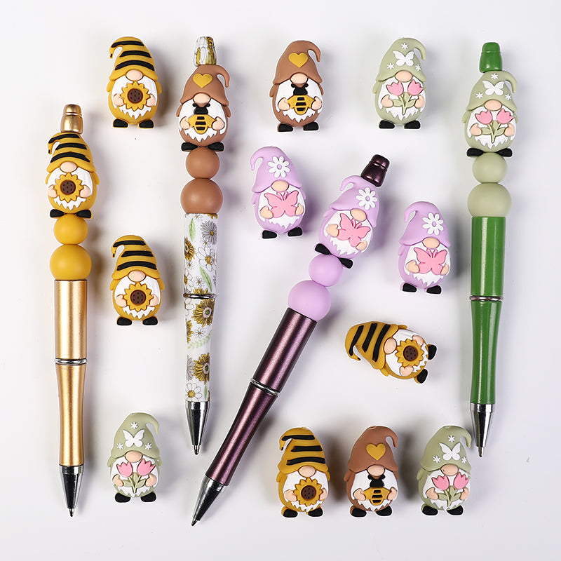 Silicone 3D Focal Beads Spring Dwarf Holding Bee Heart 20pcs 9