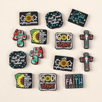 Silicone Focal Beads Jesus Faith Cross With Holly Cardinal 20pcs 11