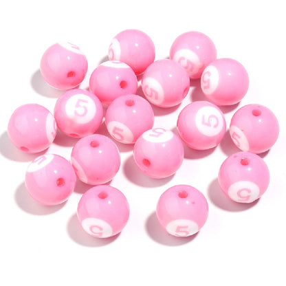 Colored Billiard Ball Round Acrylic Beads 16mm Glossy 10pcs 10