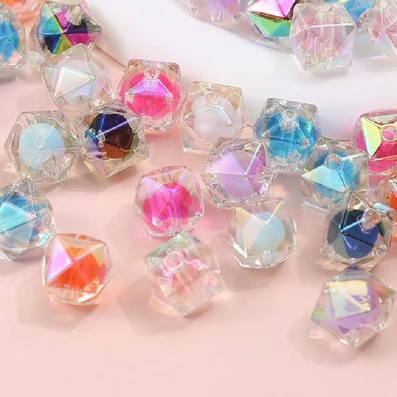 Faceted Acrylic Beads 16mm Diamond Shape Rainbow Assorted 200pcs