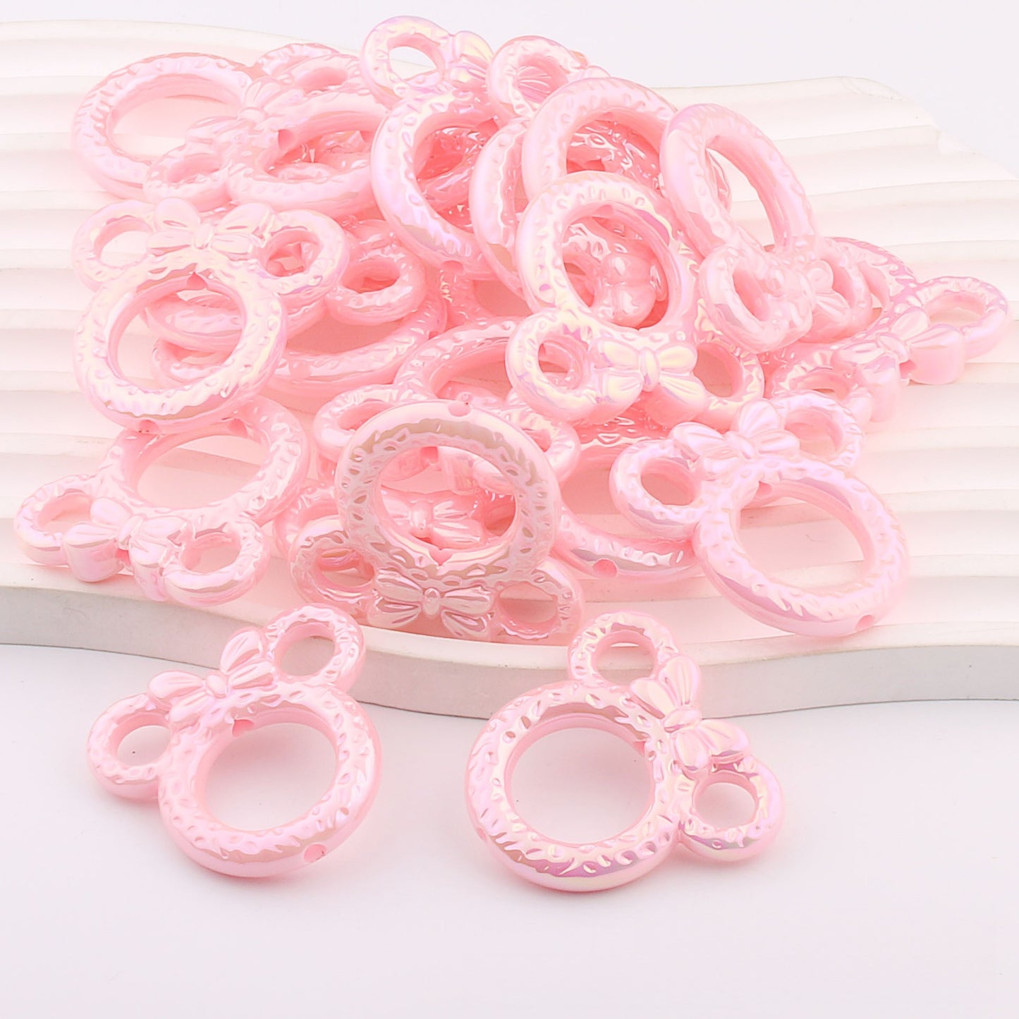 Deep UV Color Plated Solid Color Mickey Ring Head Acrylic Beads 2pcs 16