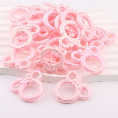 Deep UV Color Plated Solid Color Mickey Ring Head Acrylic Beads 2pcs 16