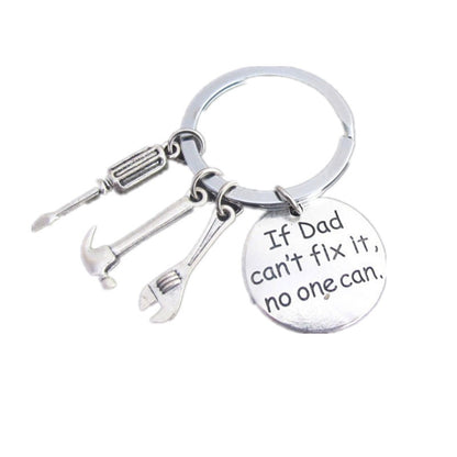 Alloy Handyman Tool Round Tag Keychain Polished Silver Metal
