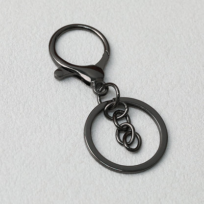 Zinc Alloy Lobster Clasp Keychain Hardware with Split Ring - Gun Black-Chain Style