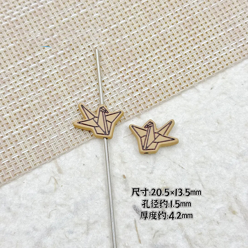 Folded Paper Crane Metal Beads 20mm Spray Painted Colorful Alloy 11