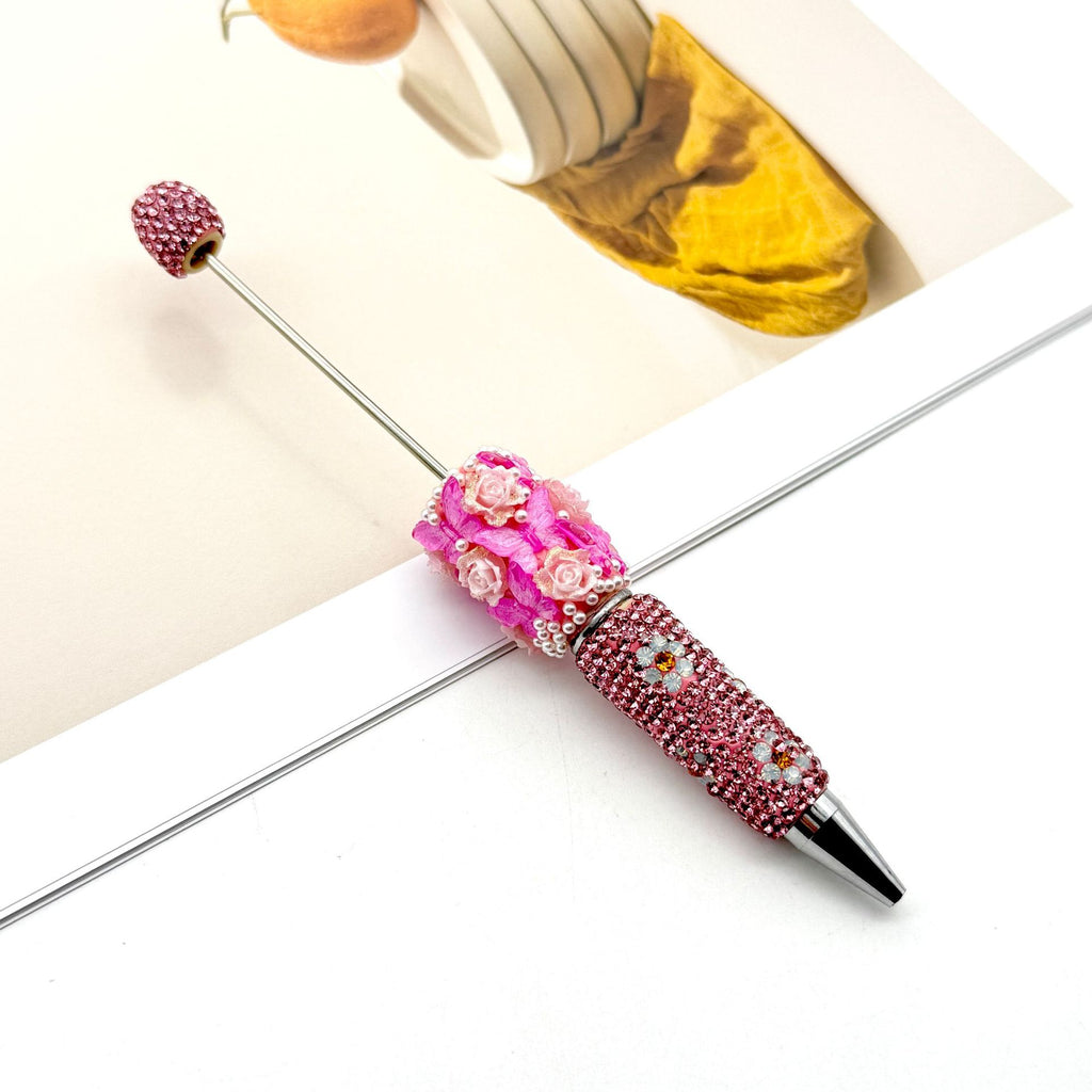 Beadable Pen with Butterfly and Rose Pearls Decorative Handle  4