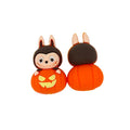 Silicone 3D Focal Beads Halloween Pumpkin Bunny Ears Holding Pumpkin 20pcs