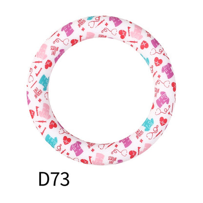 65mm Silicone Beads Printed Designs Vibrant Colors 30