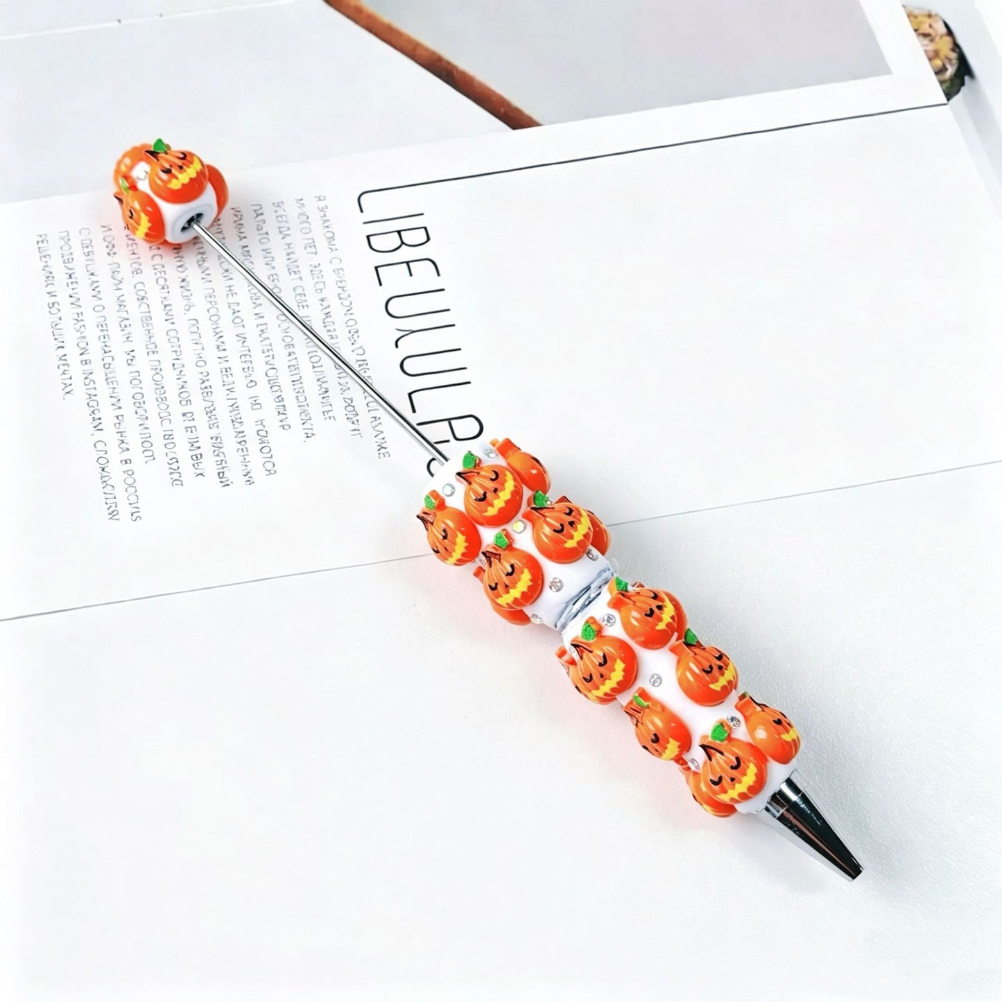 Halloween Elements Pumpkin Rhinestones Beadable Pen 18
