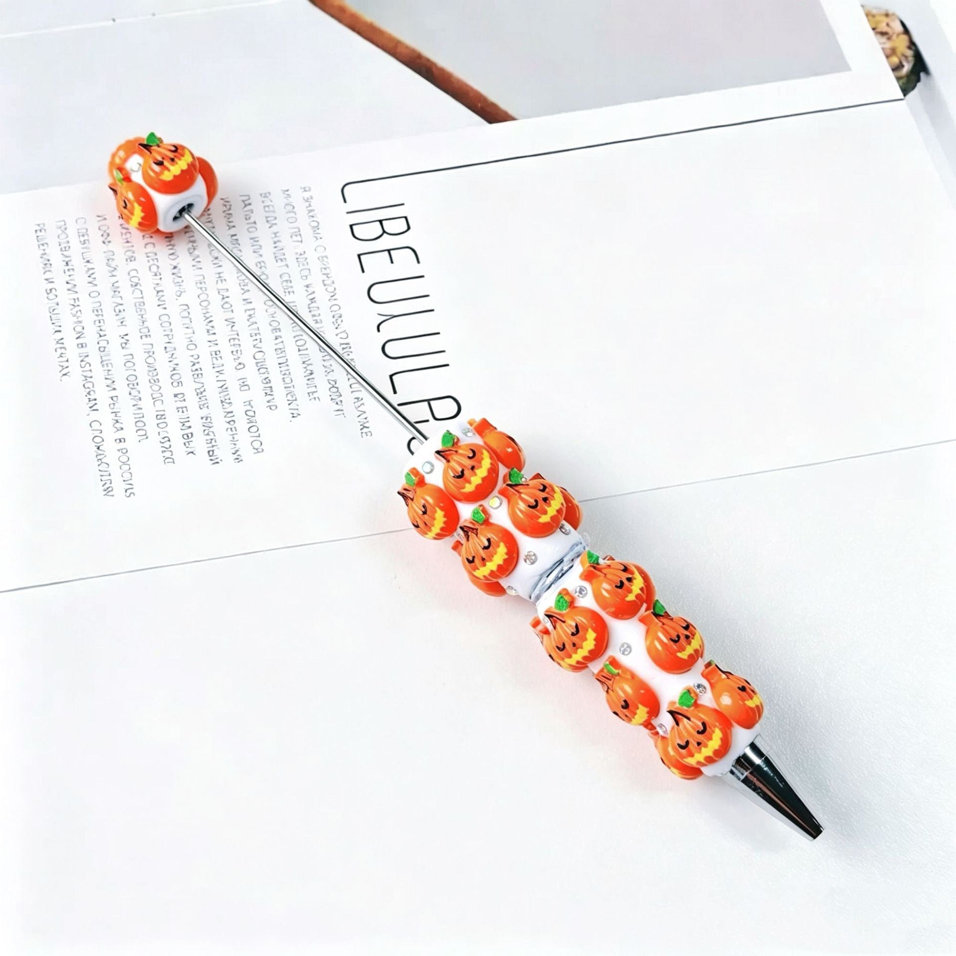 Halloween Elements Pumpkin Rhinestones Beadable Pen 18