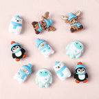 Silicone 3D Focal Beads Winter Theme Polar Bear Snow Monster Wearing Hats 20pcs 3