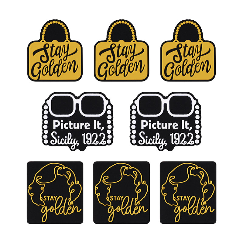 Silicone Focal Beads The Golden Girl Retro Black and Gold Designs 20pcs 9