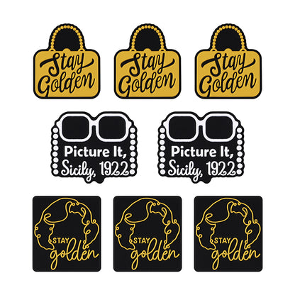 Silicone Focal Beads The Golden Girl Retro Black and Gold Designs 20pcs 9