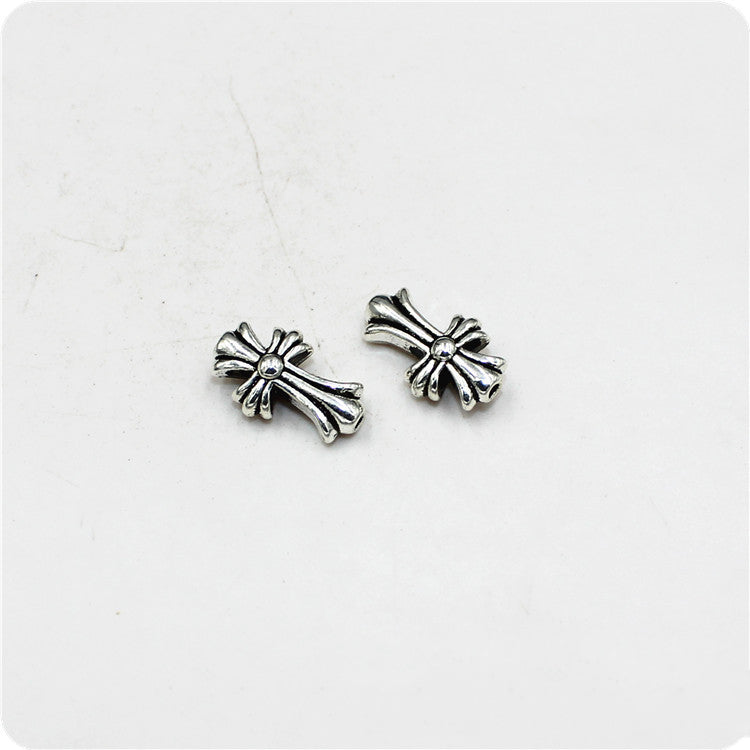 Cross Metal Beads 17mm Vintage Antique Silver Tone 50pcs 2