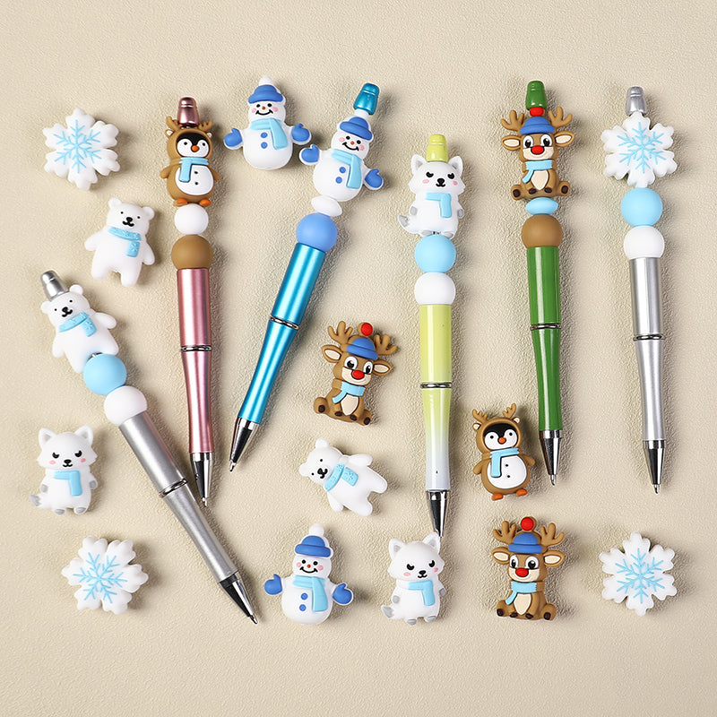 3D Winter Animal Silicone Focal Beads 20 Pcs with Reindeer Snowman Penguin 5