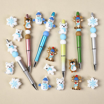 3D Winter Animal Silicone Focal Beads 20 Pcs with Reindeer Snowman Penguin 5