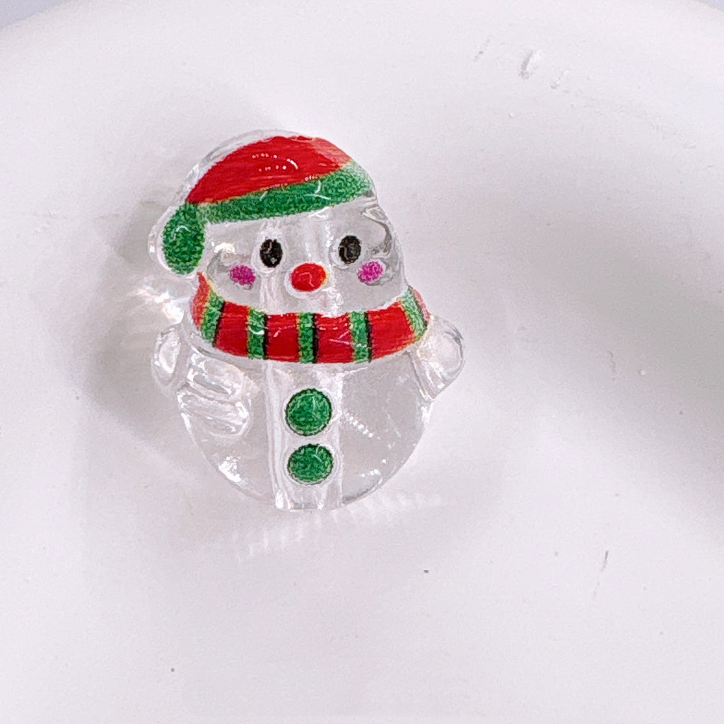 Clear Snowman Acrylic Beads 19mm Christmas 3D Design 100pcs 3