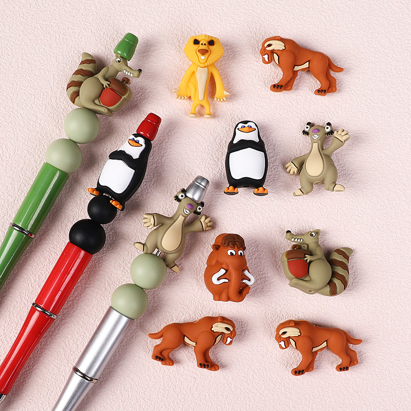 Silicone 3D Focal Beads Penguins Of Madagascar Animated Characters 20pcs 7