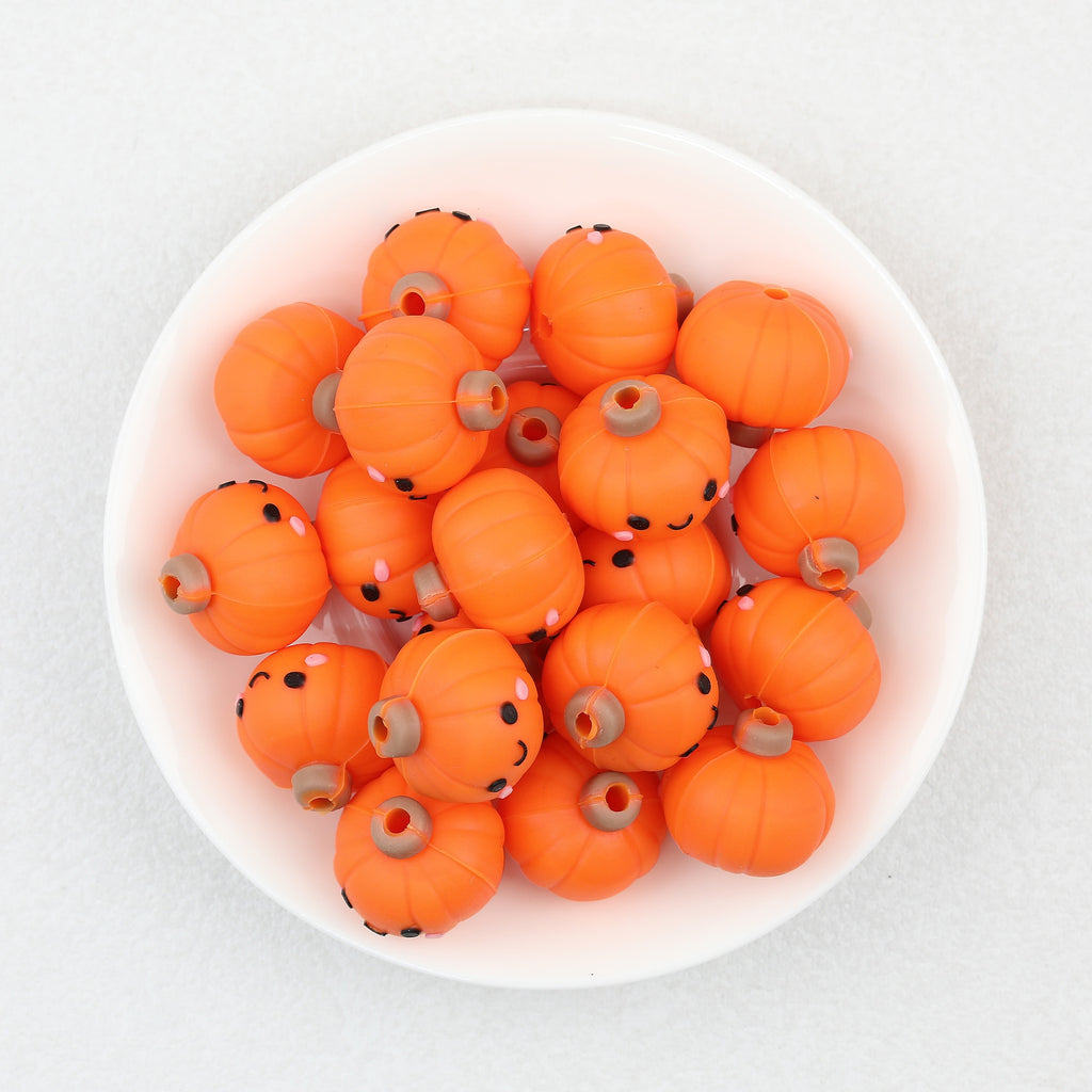 3D Cute Halloween Pumpkin Silicone Focal Beads 20Pcs  2