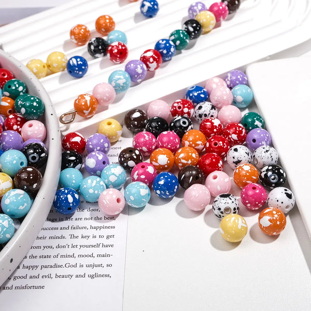 Colorful Speckled Acrylic Beads 12mm Round Mixed Colors 200pcs 2