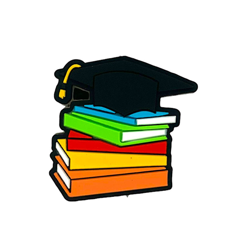 Silicone Focal Beads Academic Tam On Stack of Books 20pcs