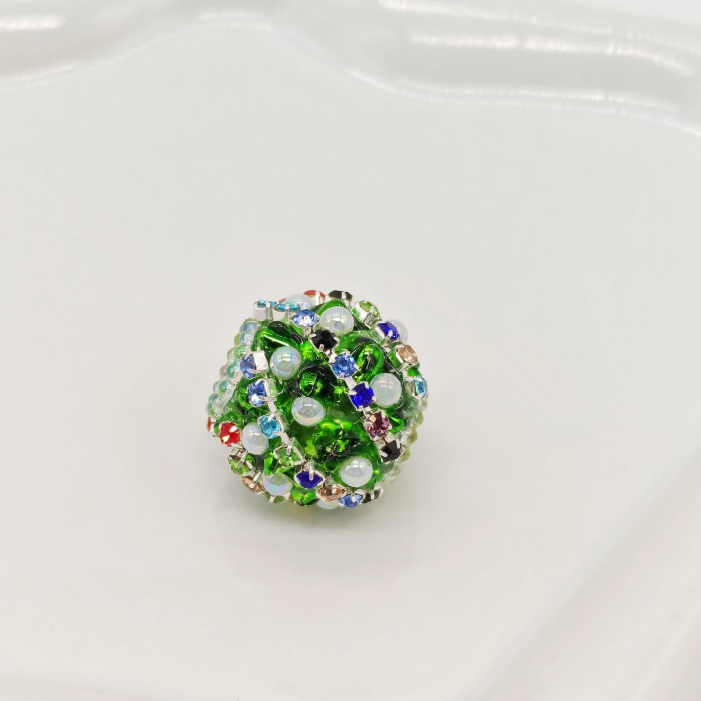 Wavy Rhinestone Beads 18mm Bubblegum Acrylic Multicolor 4pcs 9