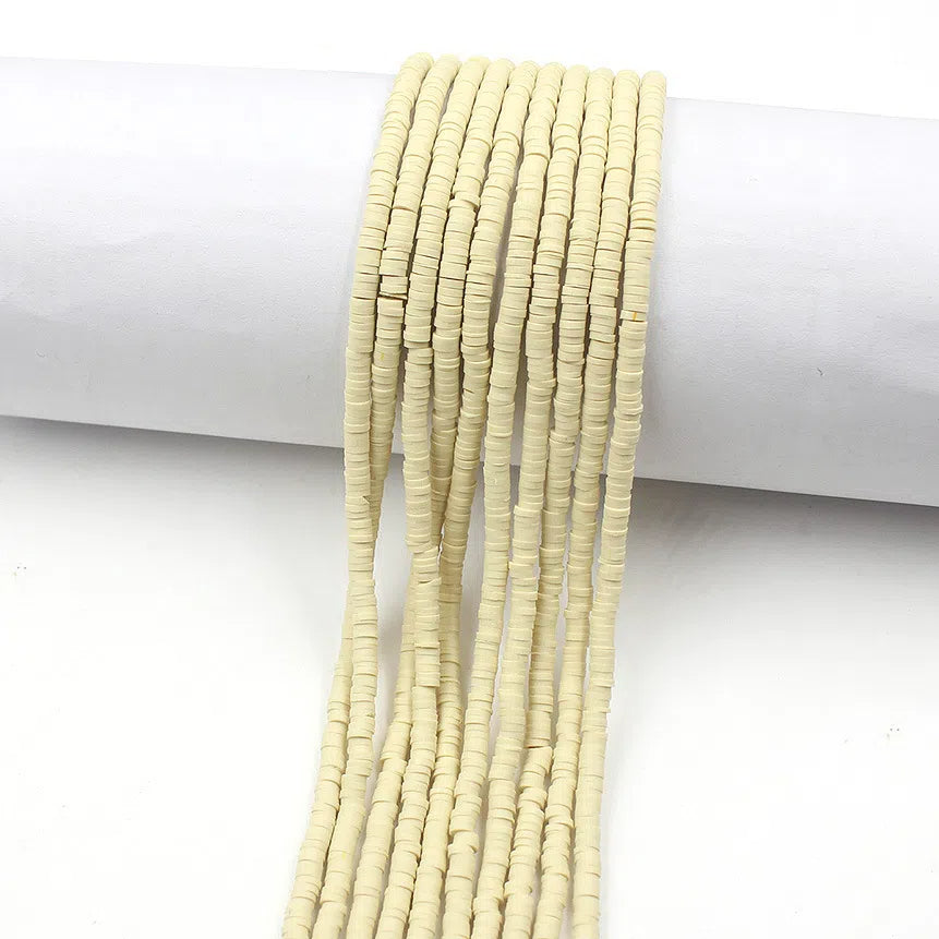 Flat Clay Beads 4mm Solid Color Polymer Disc 10strands 4