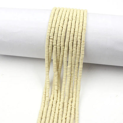 Flat Clay Beads 4mm Solid Color Polymer Disc 10strands 4