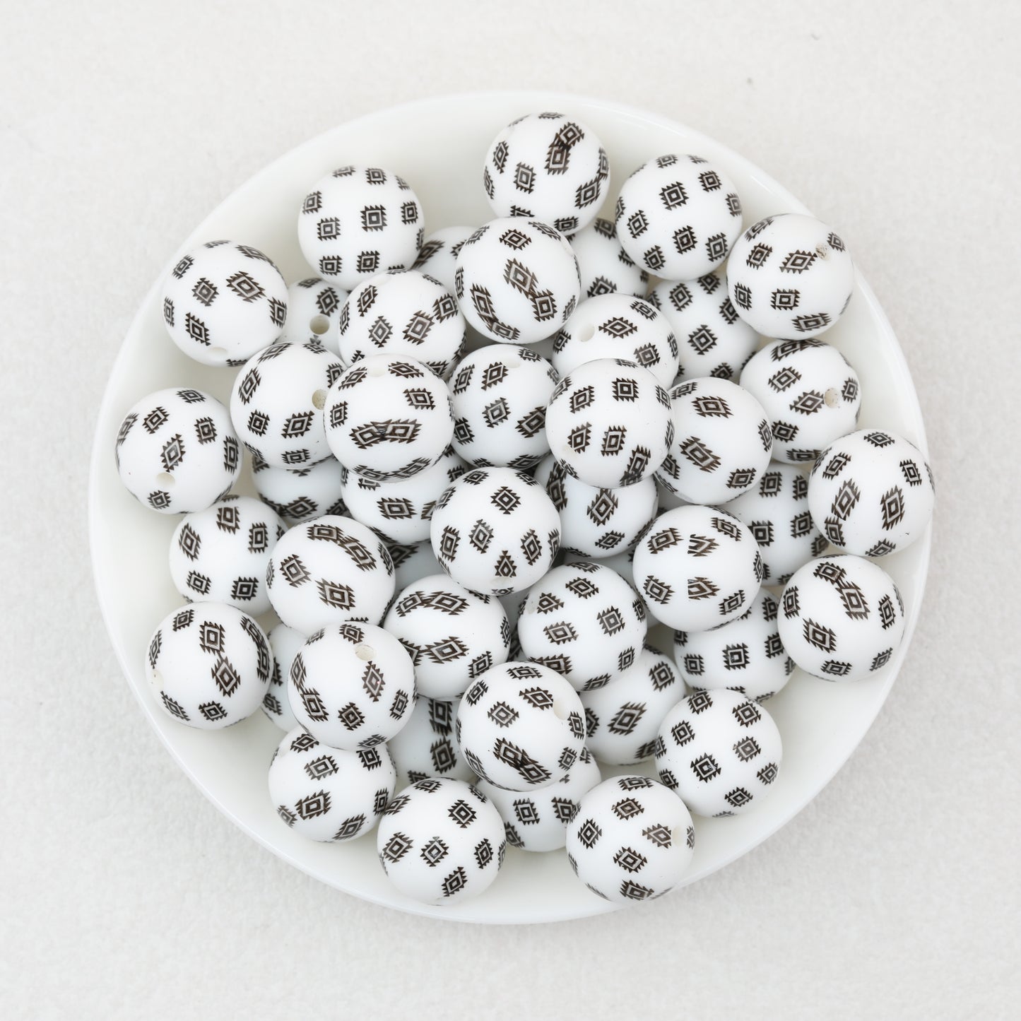 15mm Black and White Printed Round Silicone Beads 50pcs 4