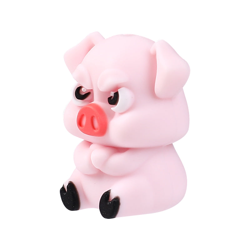 Silicone 3D Focal Beads Angry Animal Front Facing Expression 14
