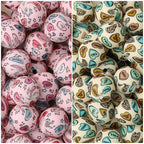 Valentine Heart Printed 15mm Printed Silicone Beads 50pcs