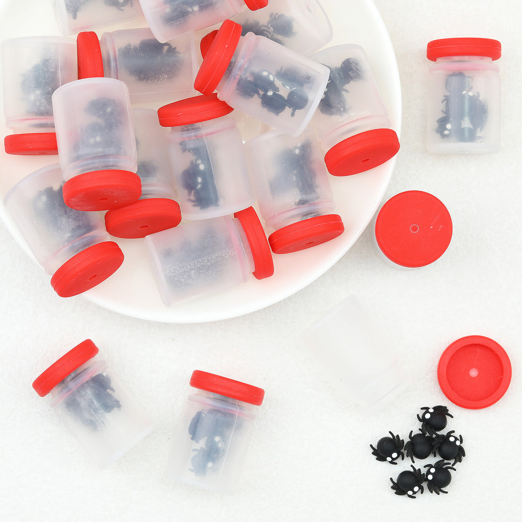 3D Halloween Black Spider Bottle Silicone Focal 20pcs
