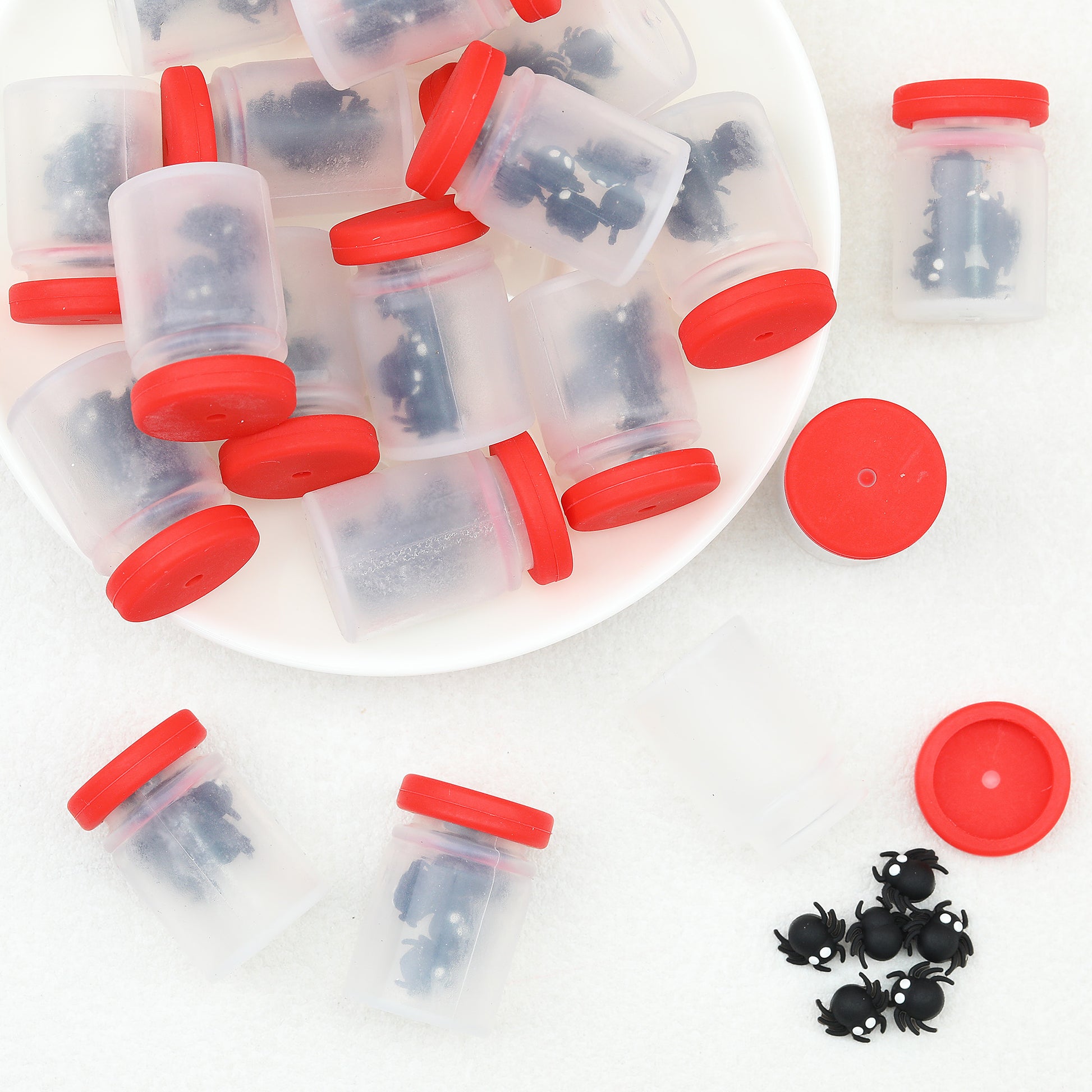 3D Halloween Black Spider Bottle Silicone Focal 20pcs