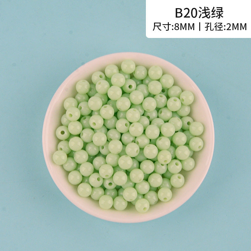 Solid Color Round Acrylic Beads 8mm 100g 27