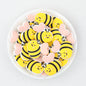 Cute Yellow and Pink Bee Silicone Focal Beads 20 pcs - Yellow