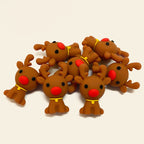 Silicone 3D Focal Beads Christmas Mini Elk Bright Red Nose 20pcs