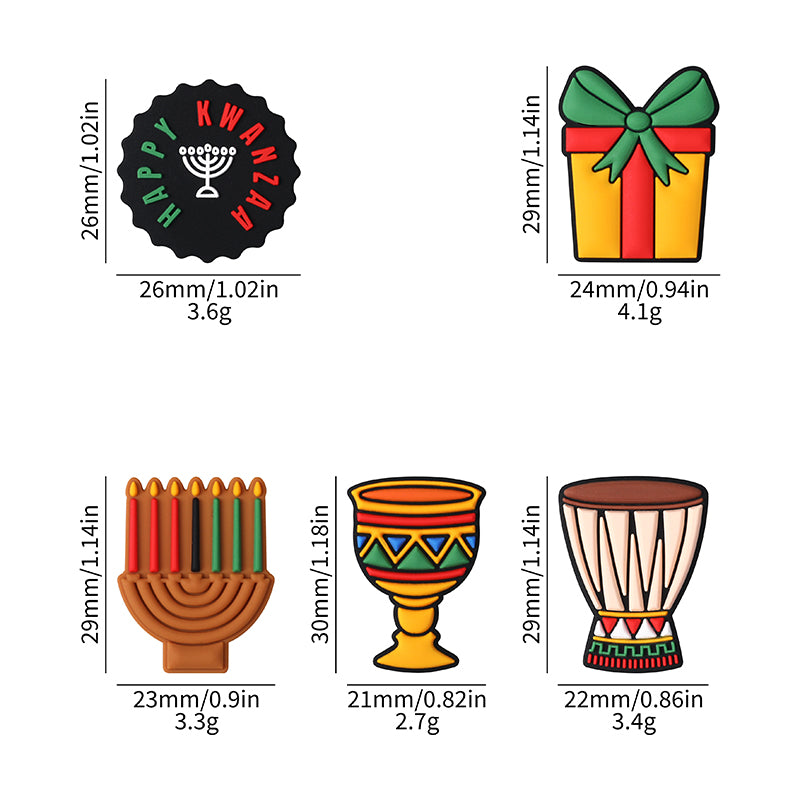 Silicone Focal Beads Kwanza Festival Candles Drums Gift Symbols 20pcs 9