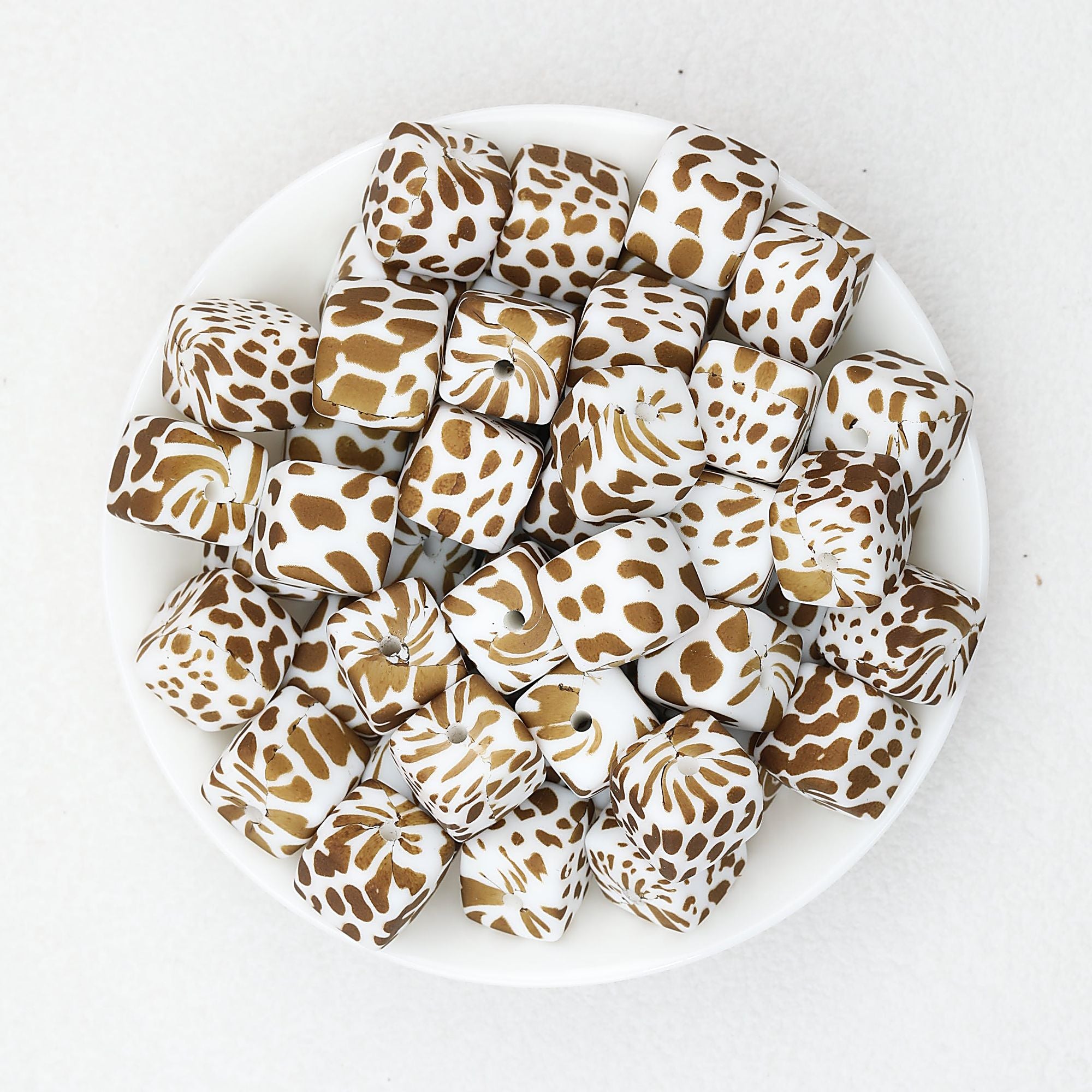 13.5mm Square Leopard Print Silicone Beads 50pcs - 8