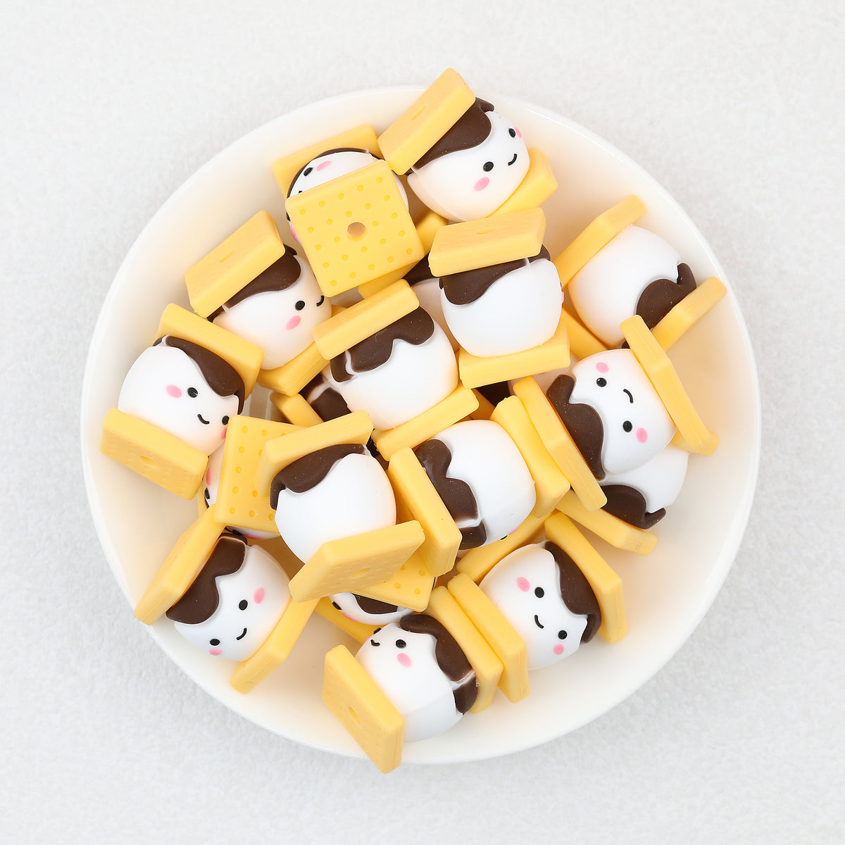 3D Biscuit Filled Marshmallows Silicone Focal Beads 20Pcs  2