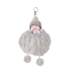 Plush Sleep Doll Keychain Soft Pom Pom Body Knitted Hat Zinc Alloy