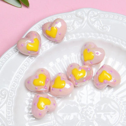 Glow Acrylic Heart Beads Colorful Light In The Dark 2pcs 8