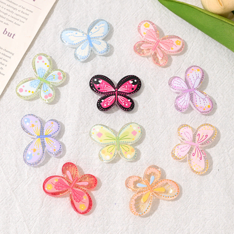 Butterfly Shaped Acrylic Beads Chunky Radiant 29mm 10pcs 3