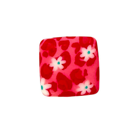 13.5mm Square Silicone Beads Printed Designs Mix 50pcs 12