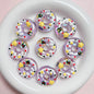 Hand Painted Donut Acrylic Beads 27x30mm Colorful Icing 5pcs 7
