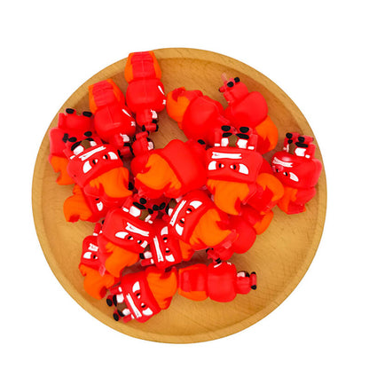Silicone 3D Focal Beads Fireman With Flames on Head 2