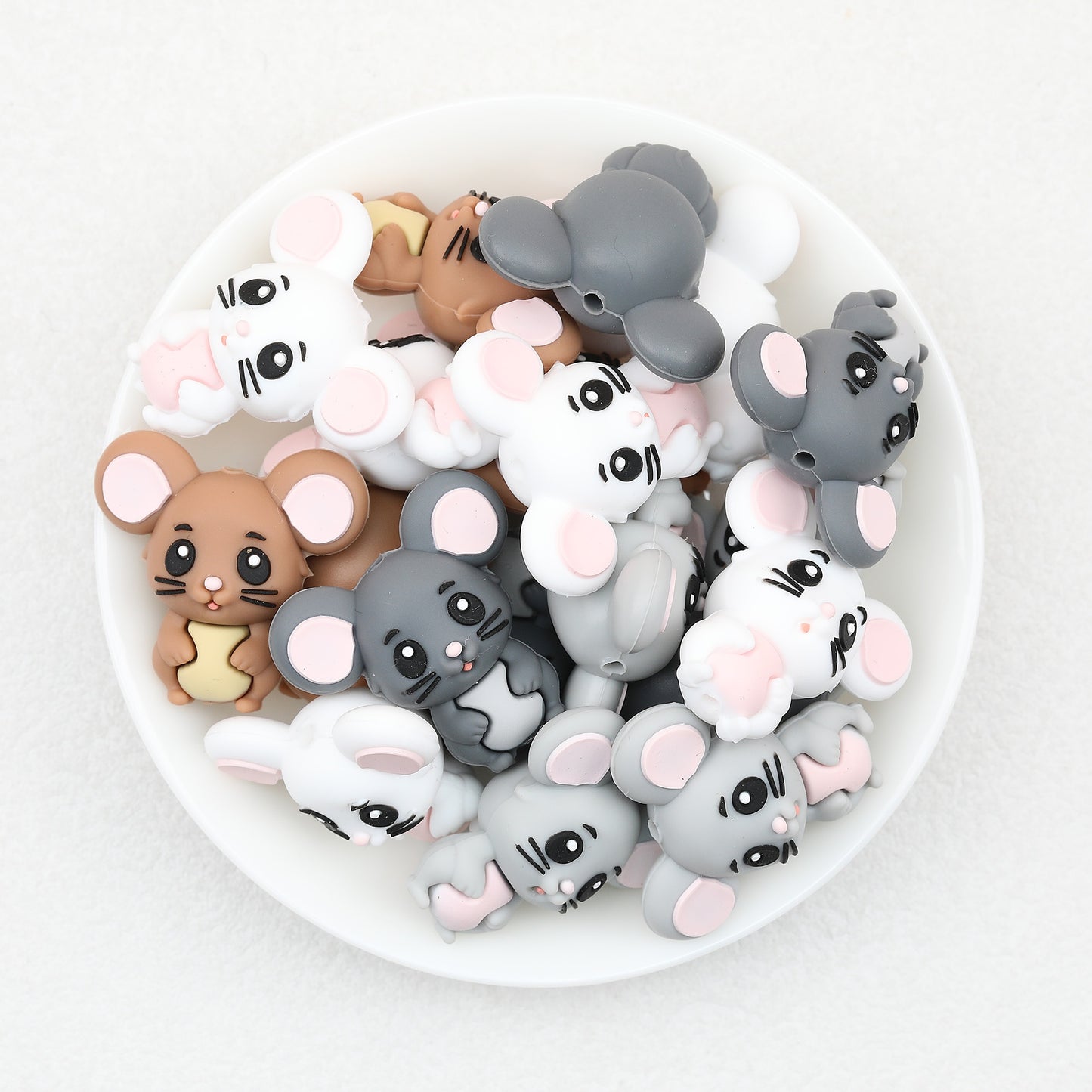 Cute 3D Mouse Silicone Focal Beads 20 pcs 2